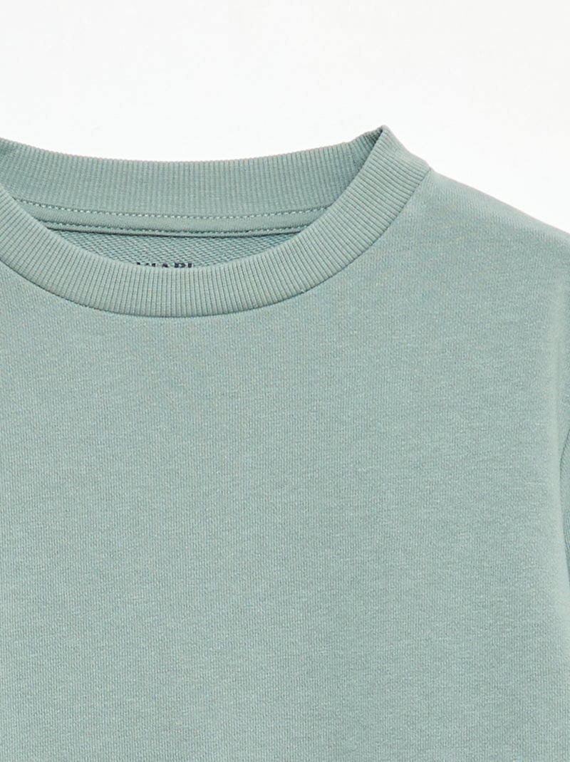 Sweatshirt lisa de gola redonda em French Terry Azul - Kiabi