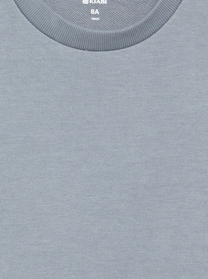 Sweatshirt lisa de gola redonda em French Terry Azul - Kiabi