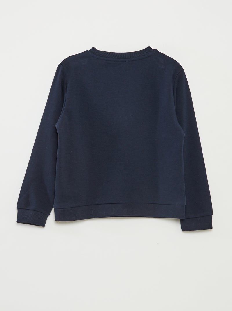 Sweatshirt lisa de gola redonda em French Terry Azul marinho - Kiabi