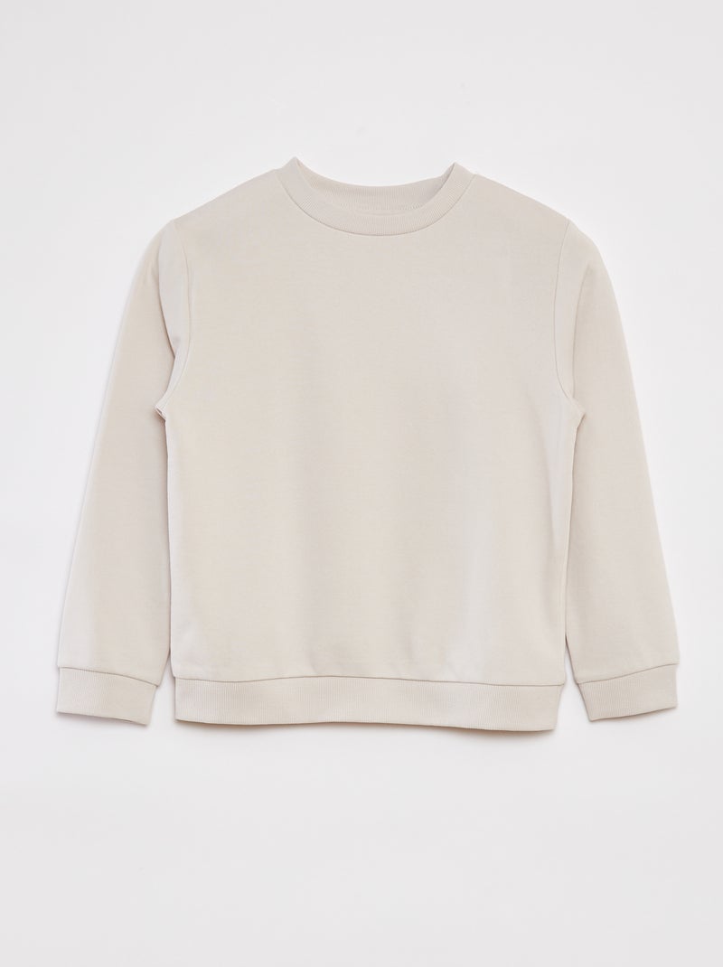 Sweatshirt lisa de gola redonda em French Terry BEGE - Kiabi