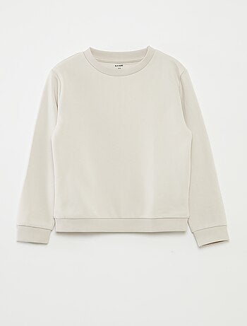 Sweatshirt lisa de gola redonda em French Terry