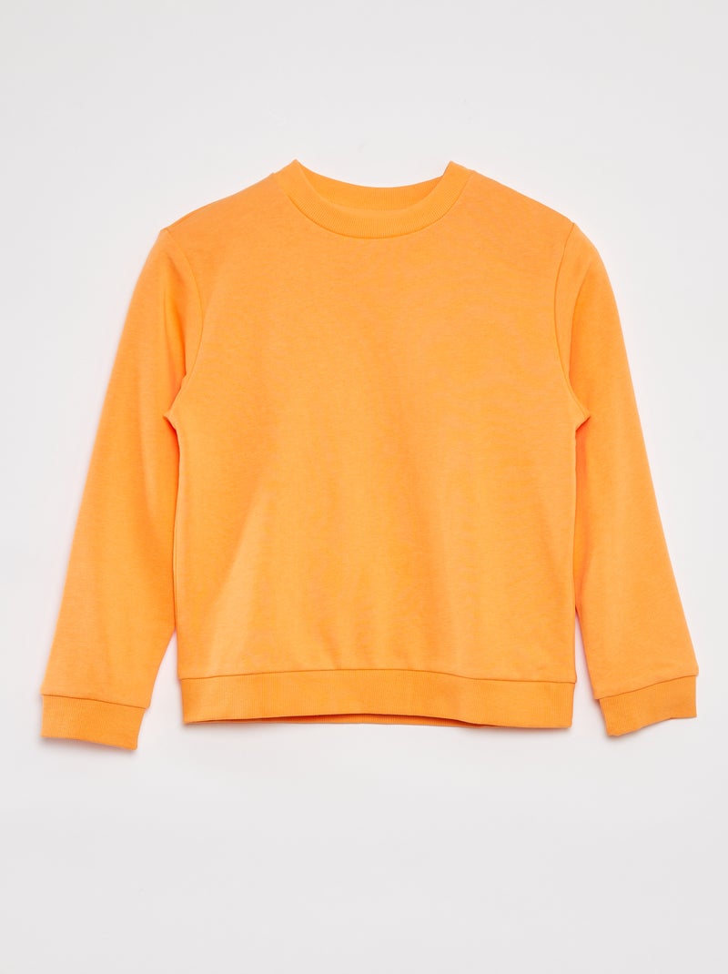 Sweatshirt lisa de gola redonda em French Terry LARANJA - Kiabi