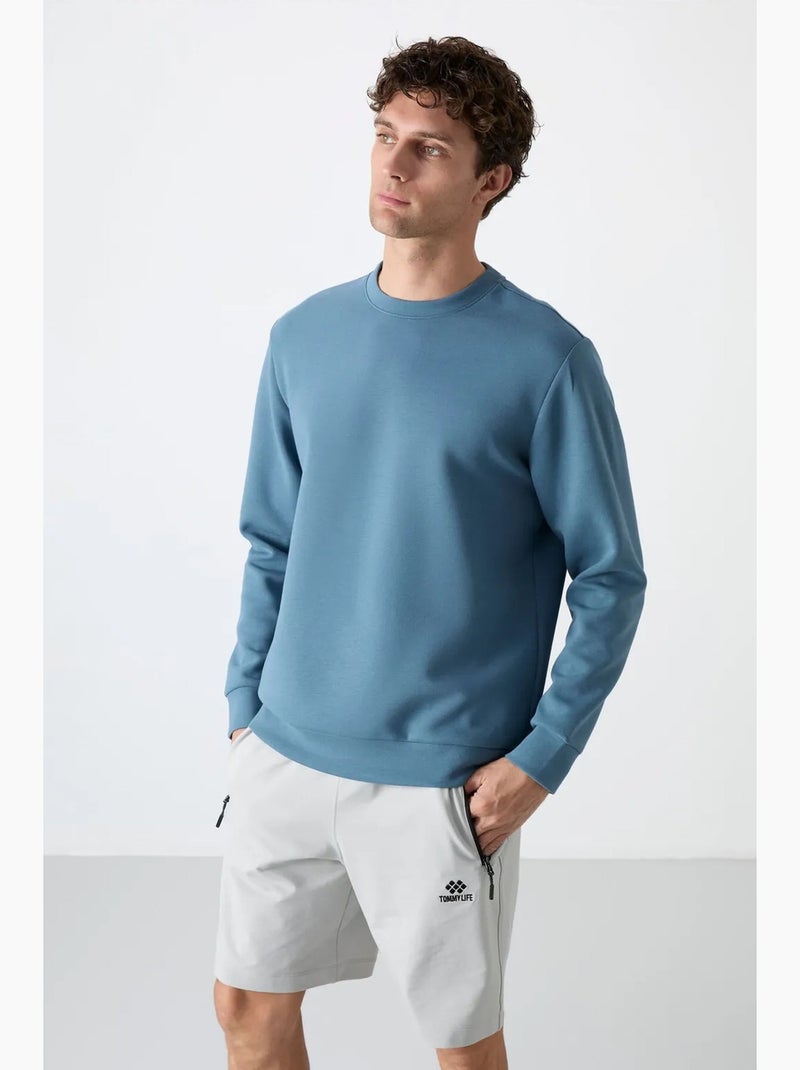Sweatshirt lisa de homem com gola redonda tommy Azul - Kiabi