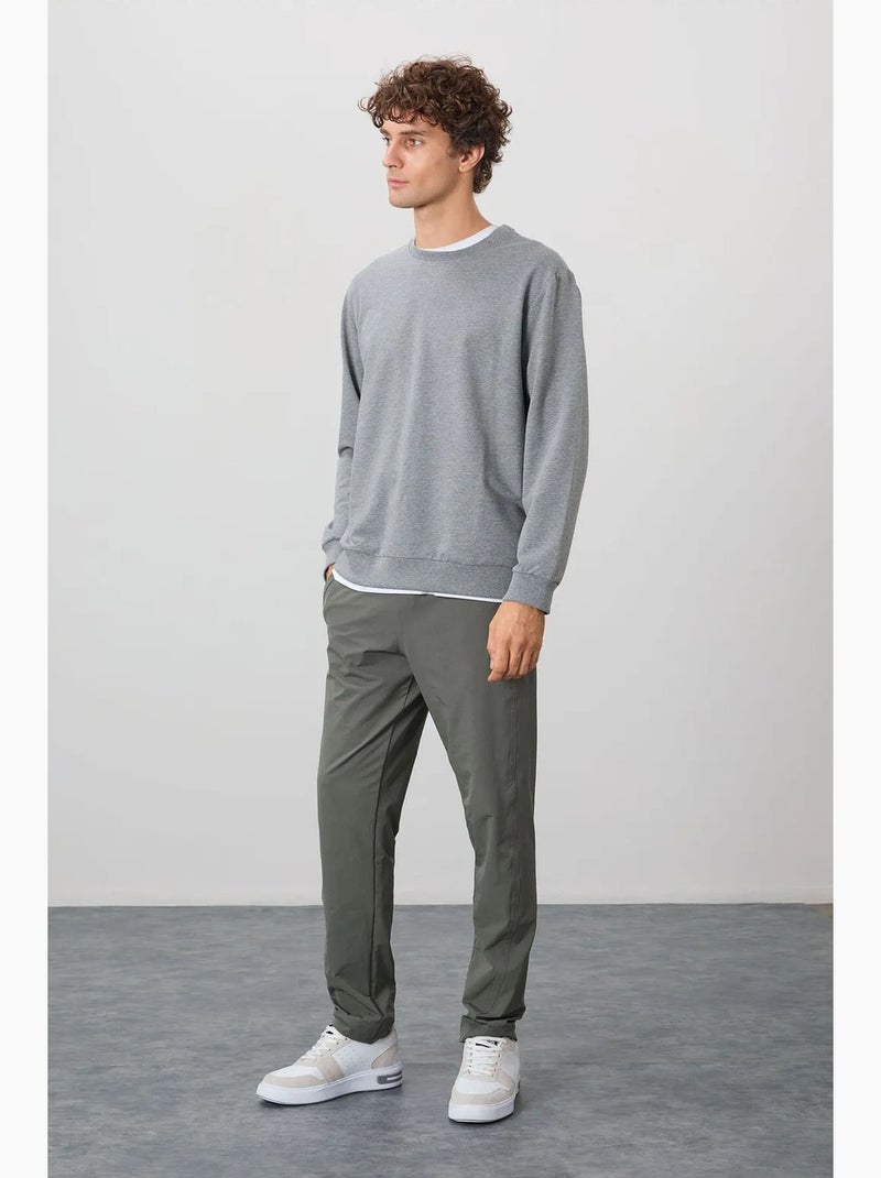 Sweatshirt lisa de homem com gola redonda tommy Cinza claro - Kiabi