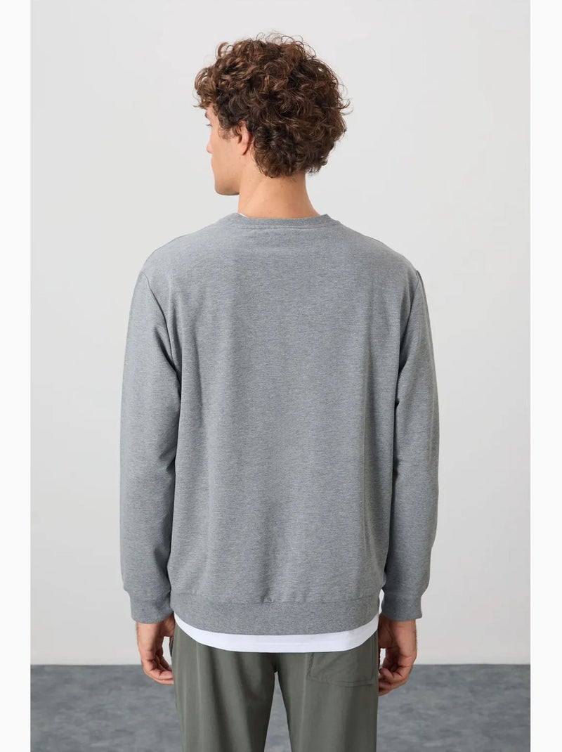 Sweatshirt lisa de homem com gola redonda tommy Cinza claro - Kiabi