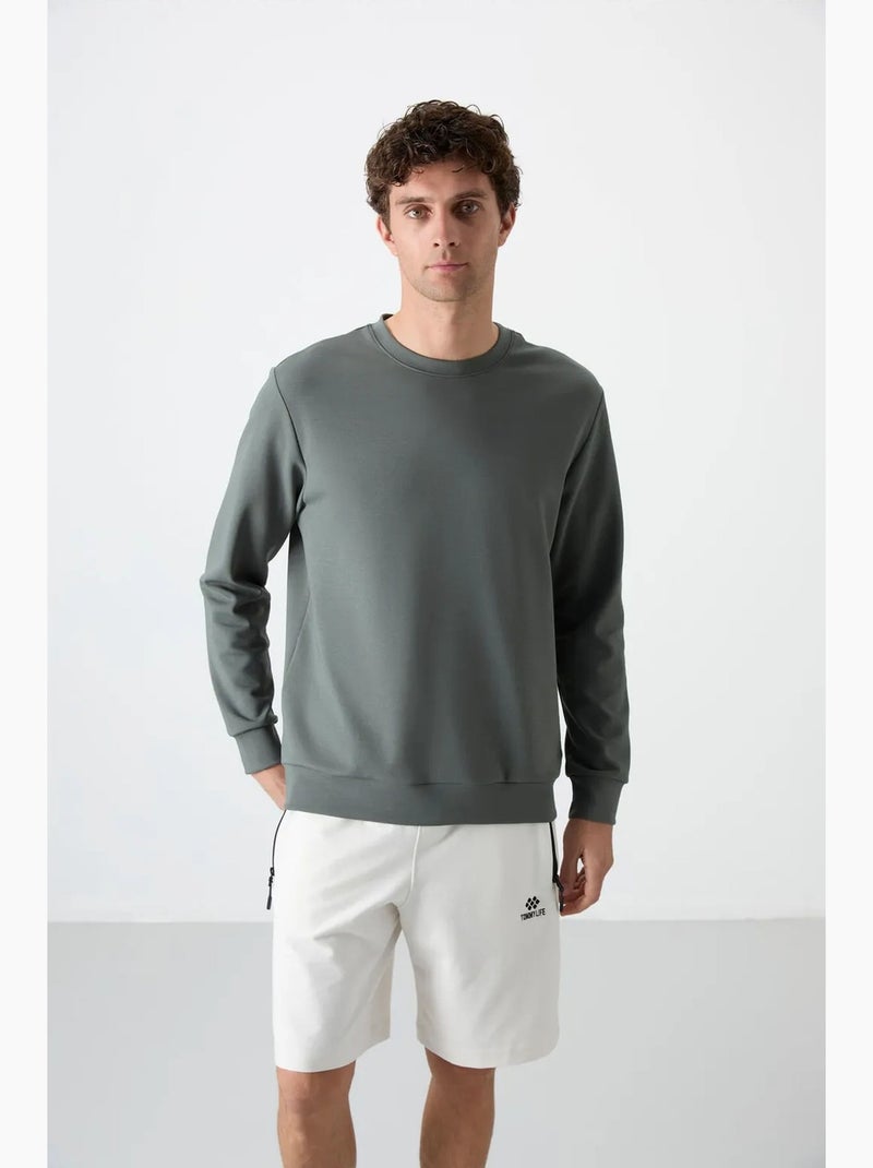 Sweatshirt lisa de homem com gola redonda tommy Cinza - Kiabi