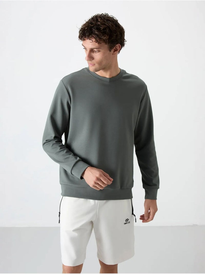 Sweatshirt lisa de homem com gola redonda tommy Cinza - Kiabi