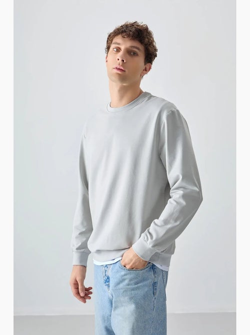 Sweatshirt lisa de homem com gola redonda tommy - Kiabi