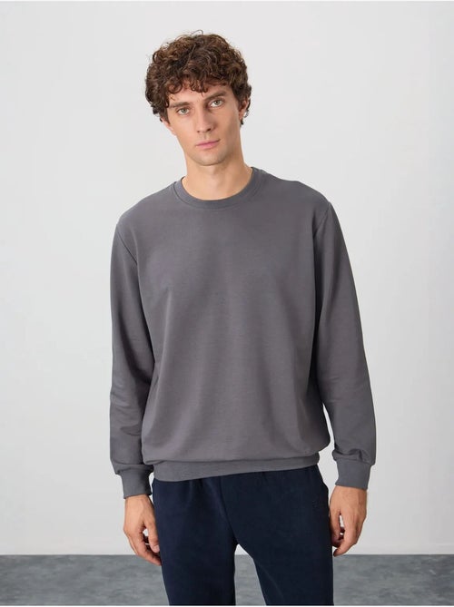 Sweatshirt lisa de homem com gola redonda tommy - Kiabi