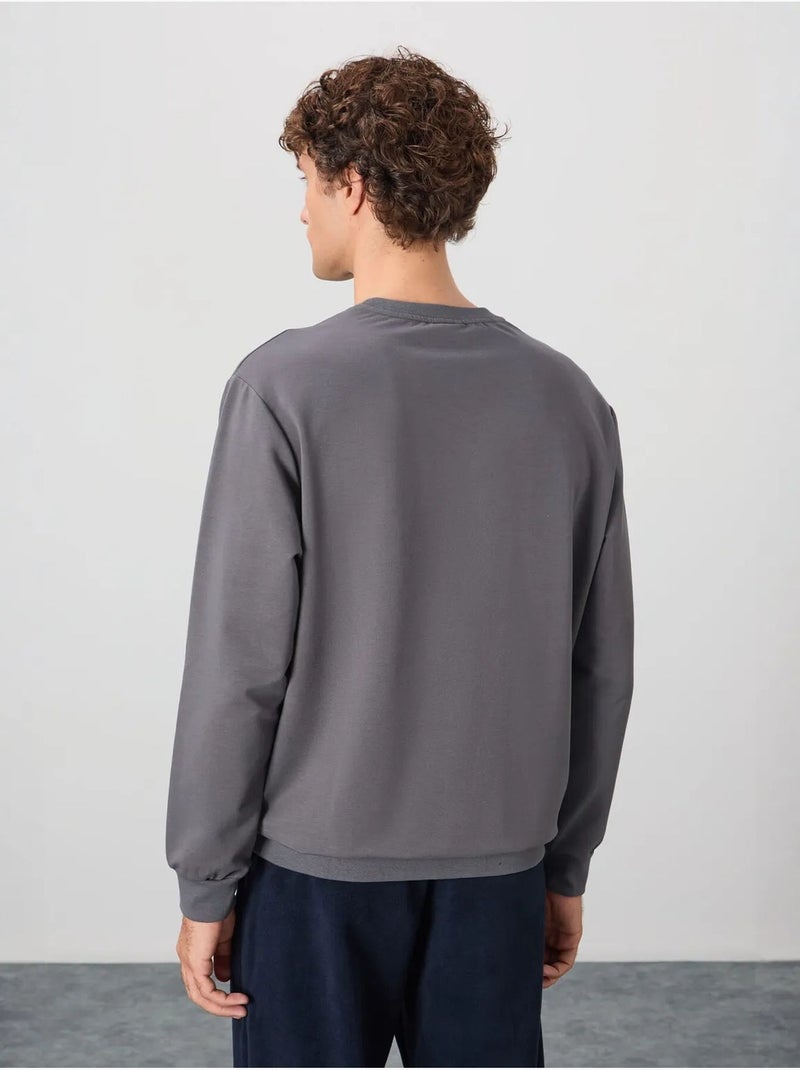Sweatshirt lisa de homem com gola redonda tommy Cinza-preto - Kiabi