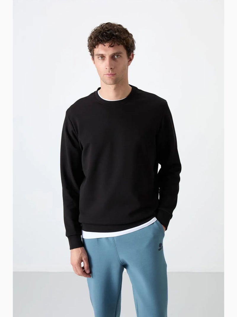 Sweatshirt lisa de homem com gola redonda tommy Preto - Kiabi