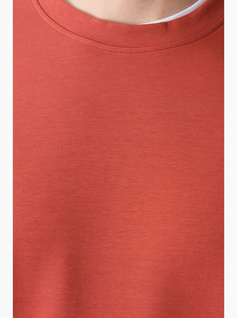Sweatshirt lisa de homem com gola redonda tommy Terracota - Kiabi