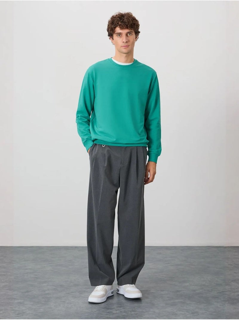 Sweatshirt lisa de homem com gola redonda tommy Verde esmeralda - Kiabi