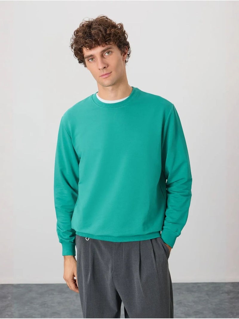 Sweatshirt lisa de homem com gola redonda tommy Verde esmeralda - Kiabi