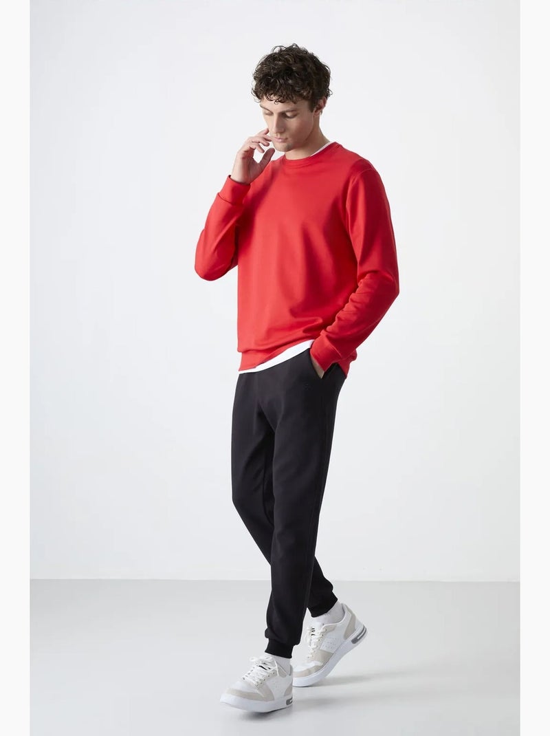 Sweatshirt lisa de homem com gola redonda tommy Vermelho - Kiabi