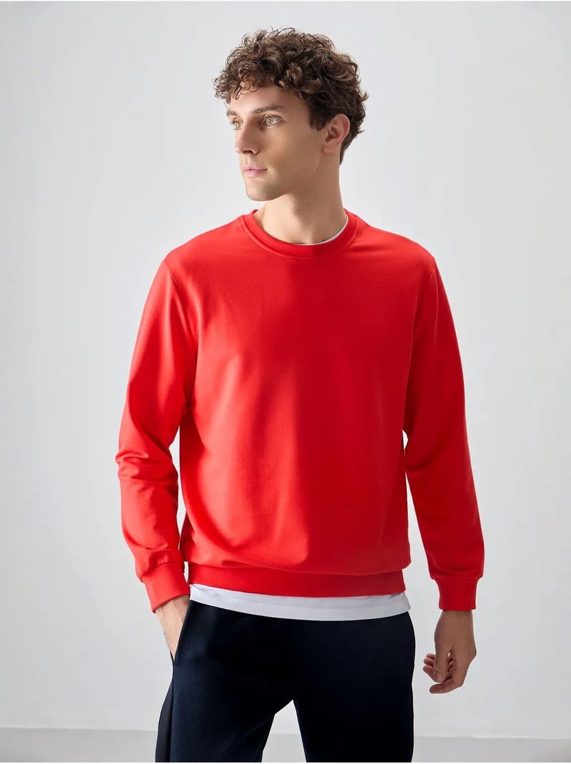 Sweatshirt lisa de homem com gola redonda tommy Vermelho - Kiabi