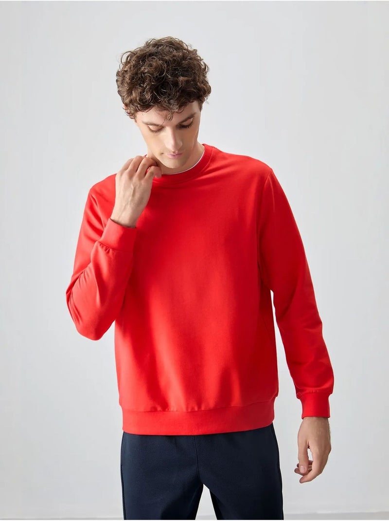 Sweatshirt lisa de homem com gola redonda tommy Vermelho - Kiabi