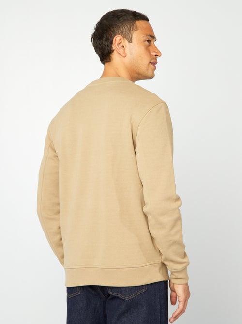 Sweatshirt lisa de malha piqué com bolsos com fecho - Kiabi