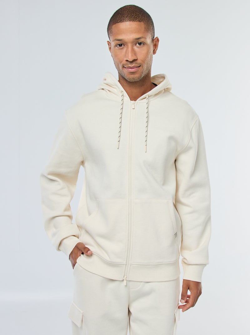 Sweatshirt lisa de malha piqué com capuz Branco - Kiabi