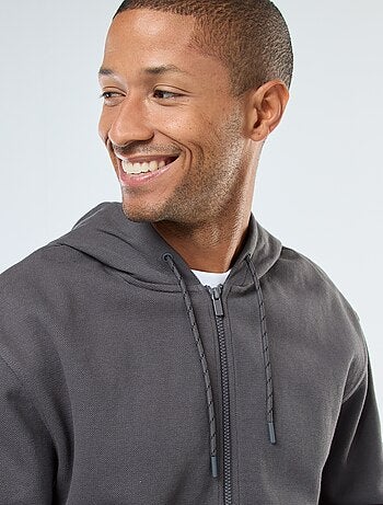 Sweatshirt lisa de malha piqué com capuz