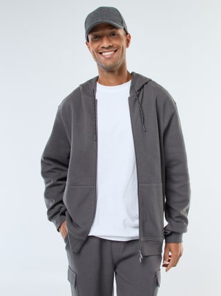 Sweatshirt lisa de malha piqué com capuz