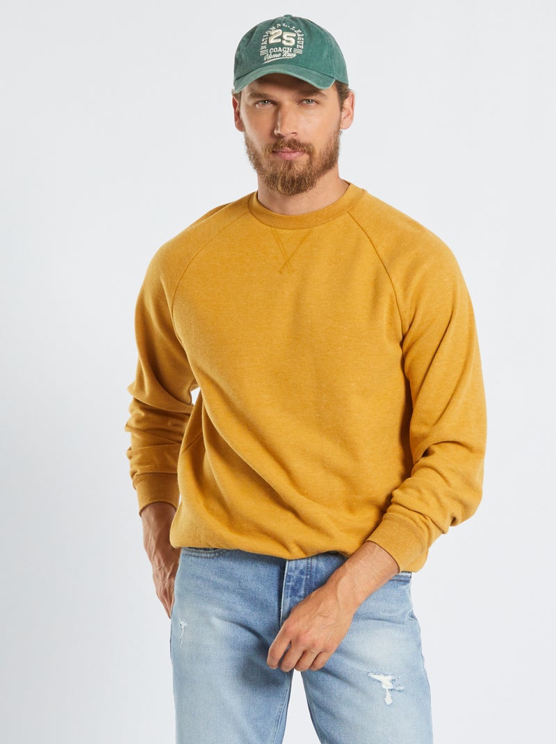 Sweatshirt lisa em malha suave AMARELO - Kiabi