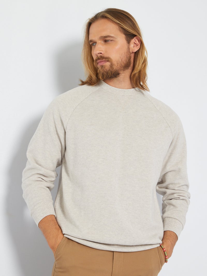 Sweatshirt lisa em malha suave Bege Mesclado - Kiabi