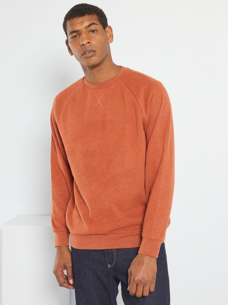 Sweatshirt lisa em malha suave LARANJA - Kiabi