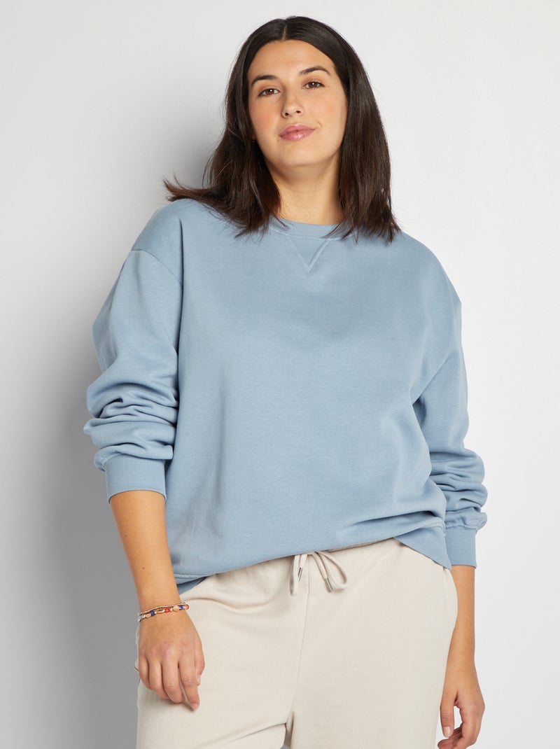 Sweatshirt lisa em moletão AZUL - Kiabi