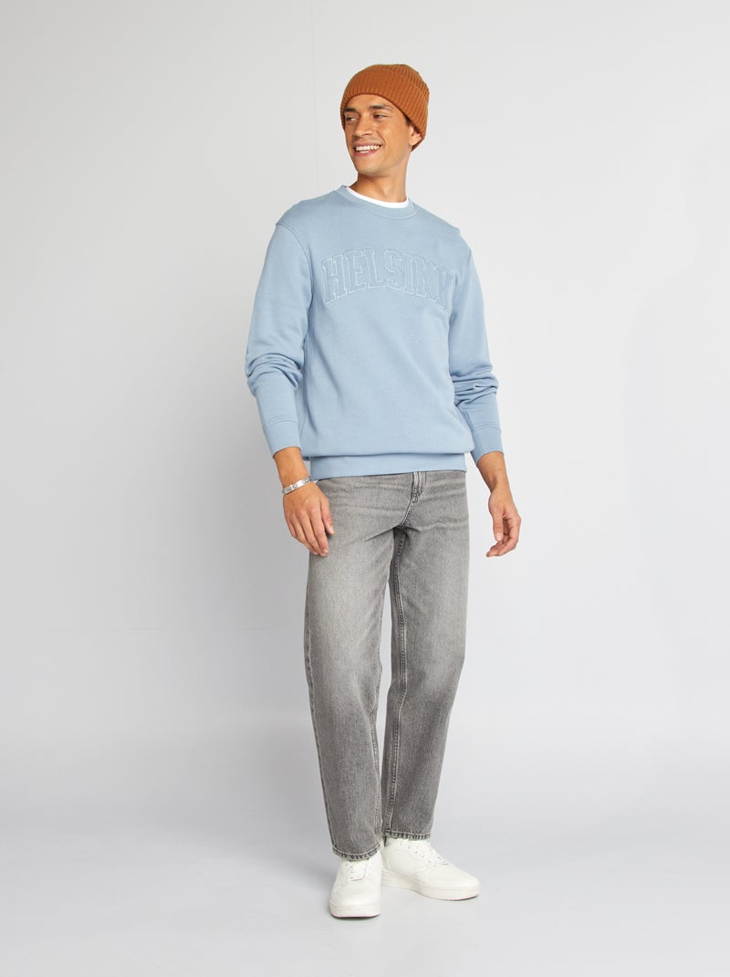 Sweatshirt lisa em moletão 'Berlim' AZUL - Kiabi