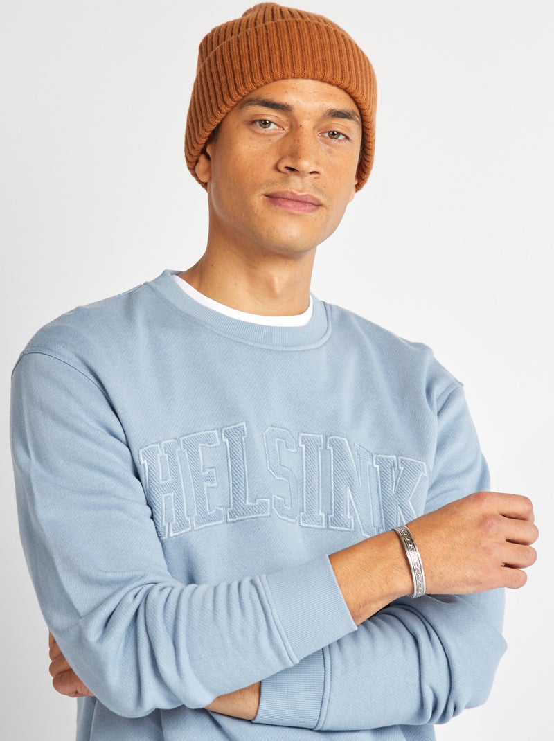 Sweatshirt lisa em moletão 'Berlim' AZUL - Kiabi