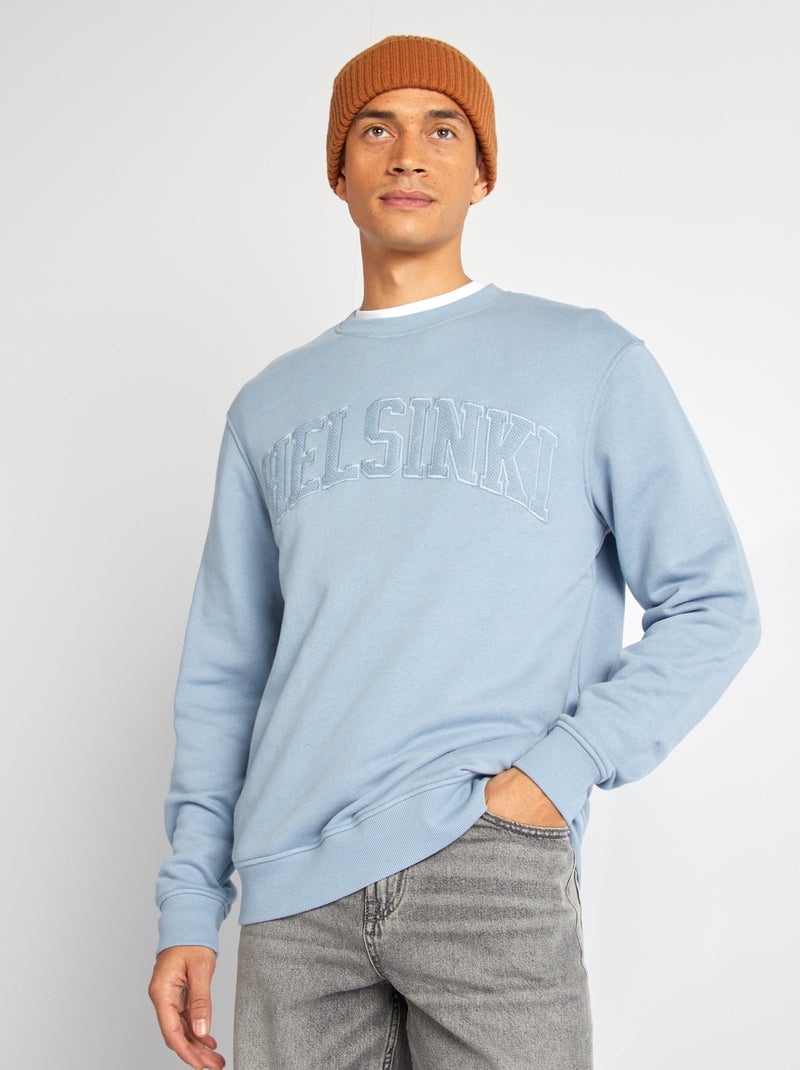 Sweatshirt lisa em moletão 'Berlim' AZUL - Kiabi
