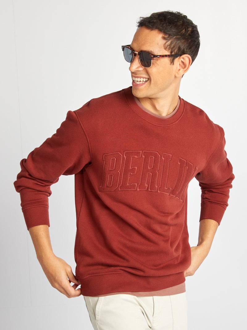 Sweatshirt lisa em moletão 'Berlim' VERMELHO - Kiabi