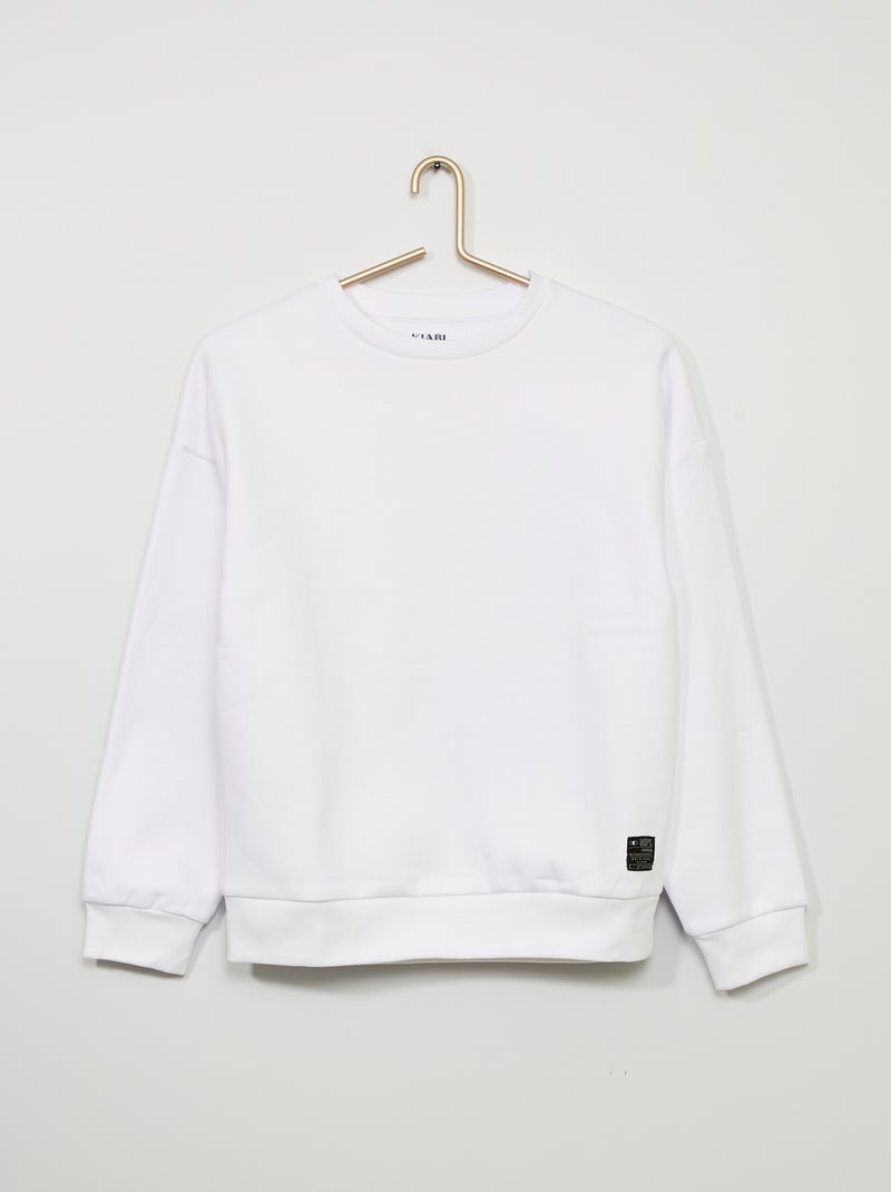 Sweatshirt lisa em moletão Branco - Kiabi