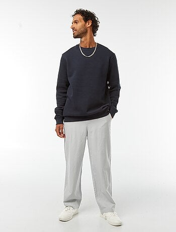 Sweatshirt lisa em moletão cardado de gola redonda