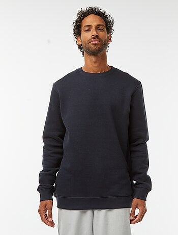 Sweatshirt lisa em moletão cardado de gola redonda