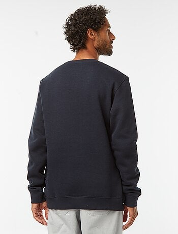Sweatshirt lisa em moletão cardado de gola redonda