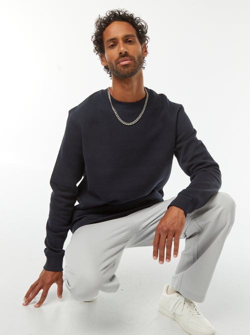 Sweatshirt lisa em moletão cardado de gola redonda - Kiabi