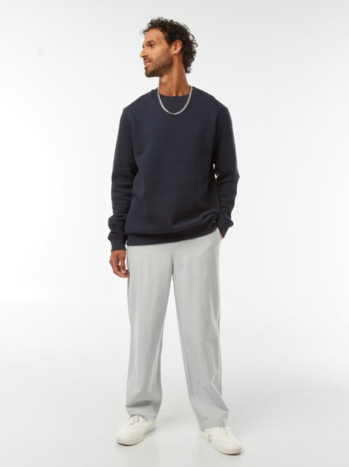 Sweatshirt lisa em moletão cardado de gola redonda - Kiabi