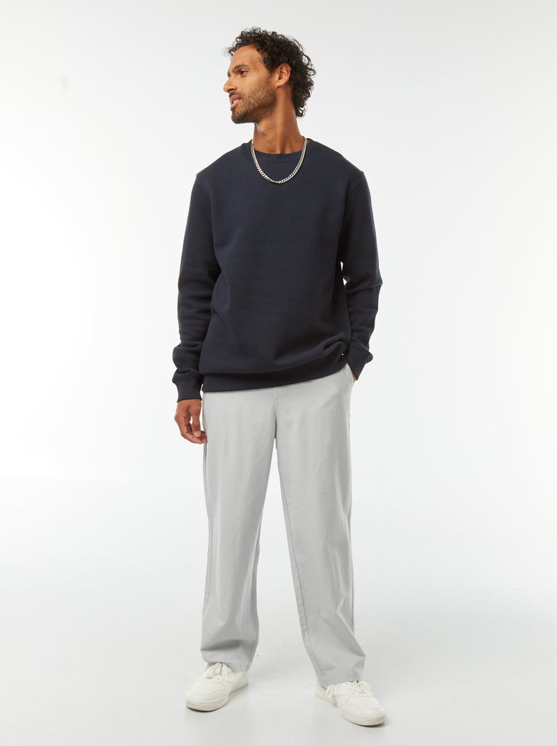 Sweatshirt lisa em moletão cardado de gola redonda Azul - Kiabi
