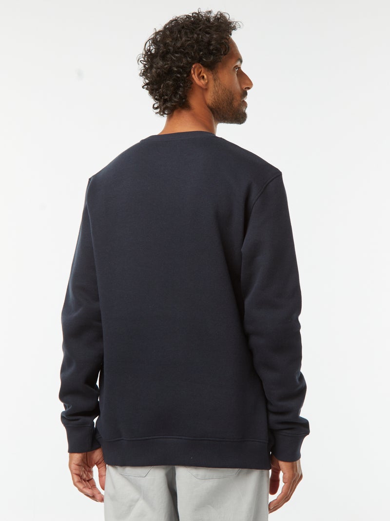 Sweatshirt lisa em moletão cardado de gola redonda Azul - Kiabi