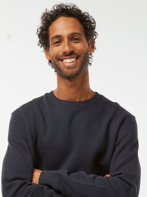 Sweatshirt lisa em moletão cardado de gola redonda - Kiabi