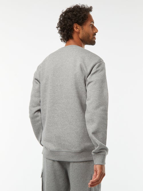 Sweatshirt lisa em moletão cardado de gola redonda - Kiabi