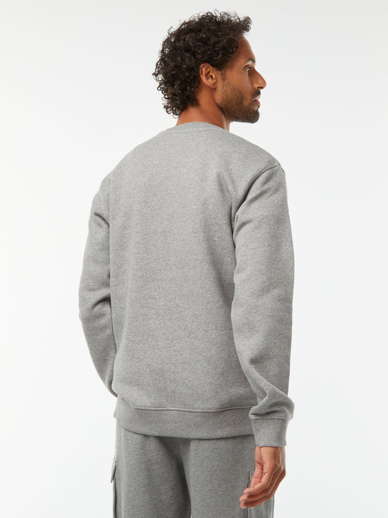 Sweatshirt lisa em moletão cardado de gola redonda Cinza - Kiabi