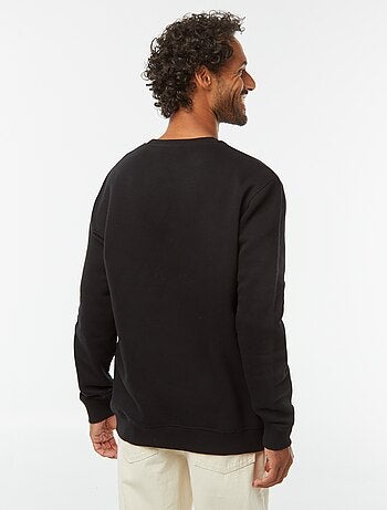 Sweatshirt lisa em moletão cardado de gola redonda