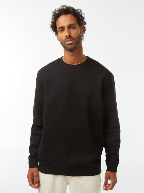 Sweatshirt lisa em moletão cardado de gola redonda - Kiabi