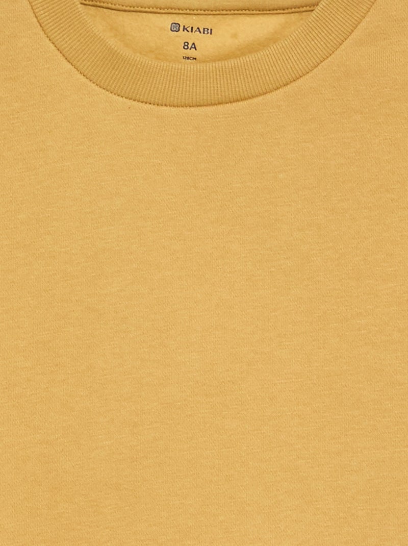 Sweatshirt lisa em moletão cardado liso Amarelo - Kiabi
