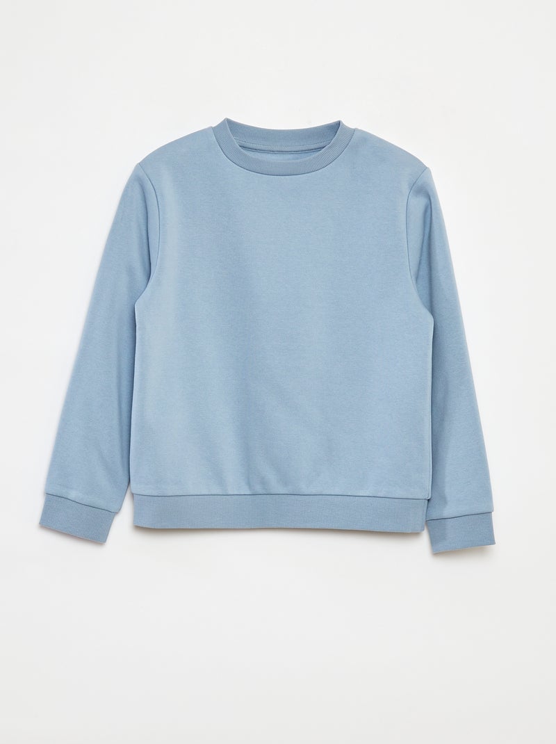 Sweatshirt lisa em moletão cardado liso Azul - Kiabi