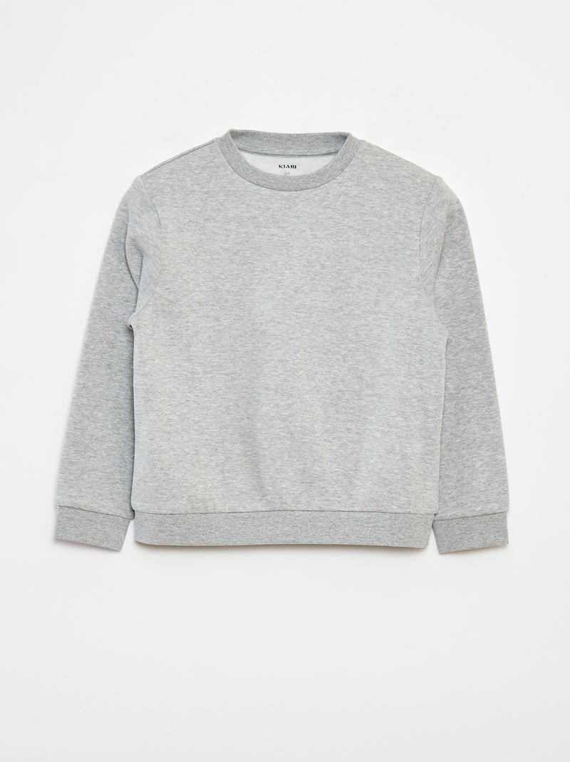 Sweatshirt lisa em moletão cardado liso Cinza - Kiabi