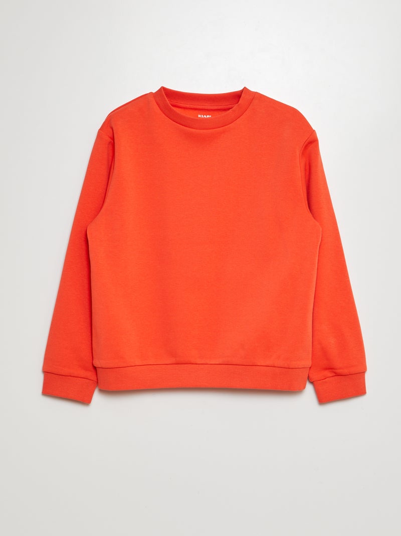 Sweatshirt lisa em moletão cardado liso LARANJA - Kiabi